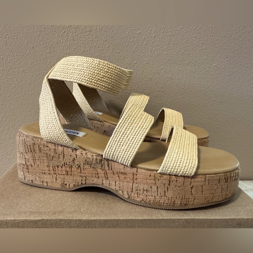 Steve Madden Sashes Raffia Platform Sandals - NIB - Picture 2 of 7